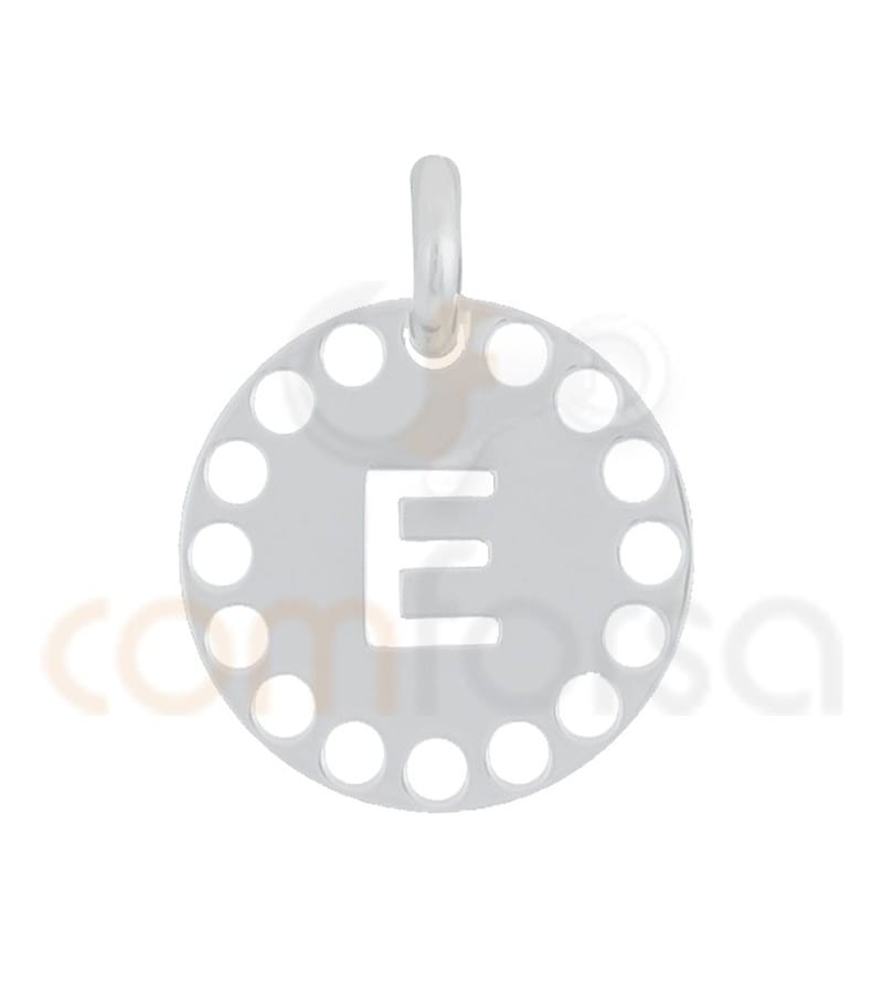 Sterling silver 925ml die-cut letter E medallion 14 mm