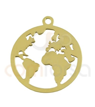 Sterling silver 925 gold-plated world pendant 15 mm