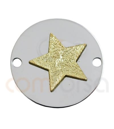 Sterling silver  925ml two colored  star medaillion  18 mm