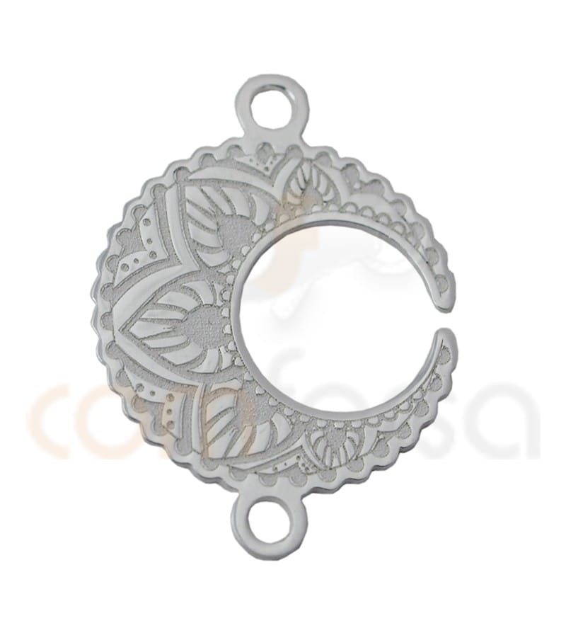 Sterling silver 925ml Moon Mandala connector 13mm