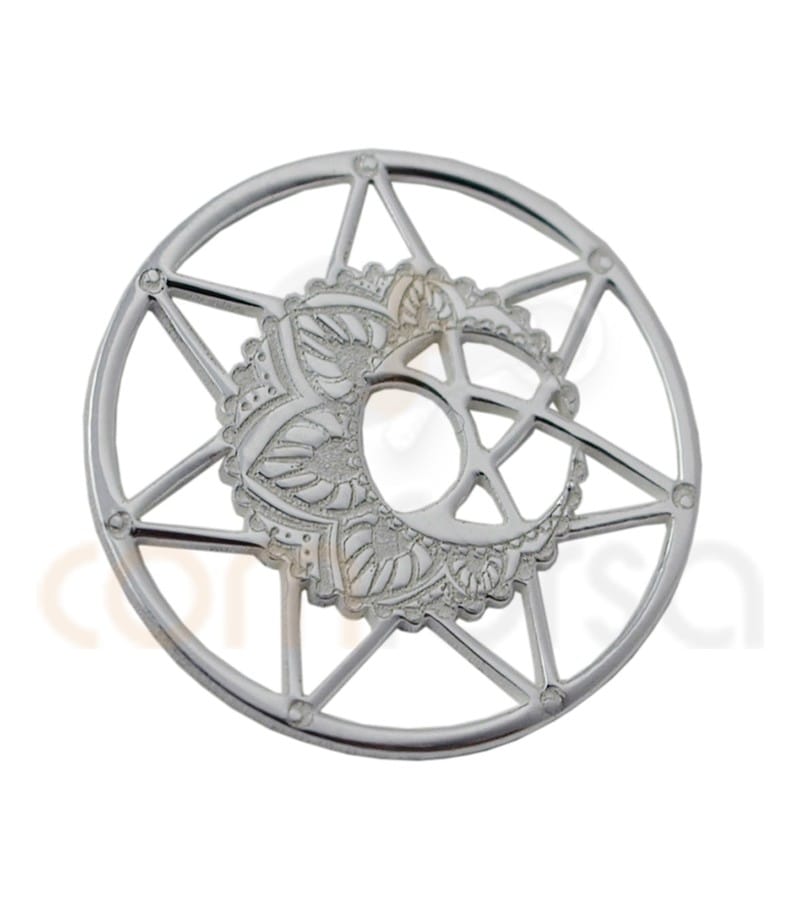Sterling silver 925ml Mandala with moon 13 mm 13mm