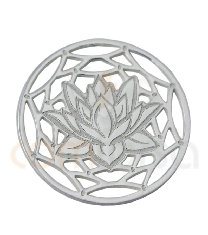 Sterling silver 925ml Mandala  with lotus flower 13 mm