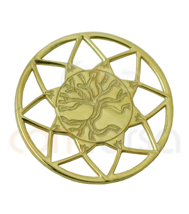 Gold plated Sterling silver 925ml Mandala with Tree of life 13mm