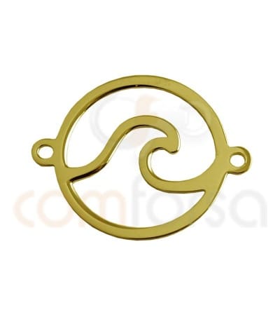 Sterling silver gold-plated wave connector 15 mm
