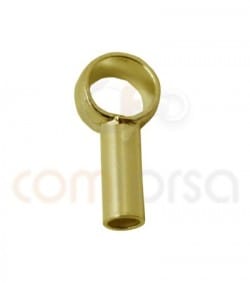 Sterling silver 925 gold-plated tube end cap with jumpring 2.1 x 6 mm