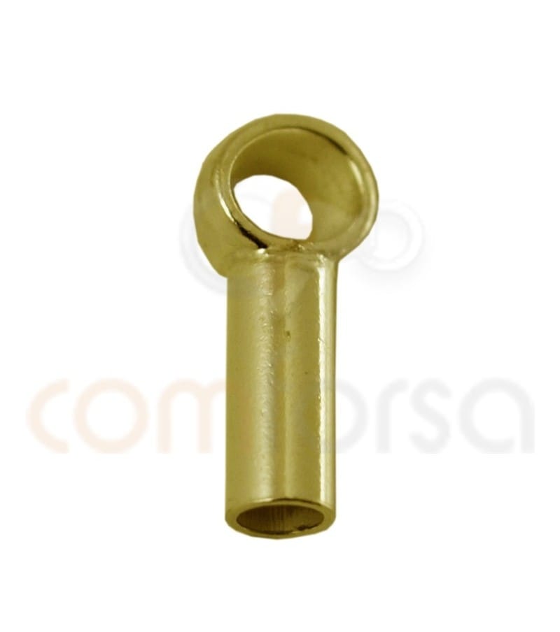 Sterling silver 925 gold-palted tube end cap with jumpring 2.1 x 6 mm