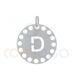 Sterling silver 925 gold-plated die-cut letter D pendant 14 mm