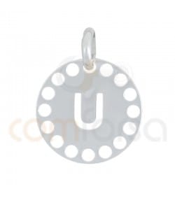Sterling silver 925 gold-plated die-cut letter U pendant 14 mm
