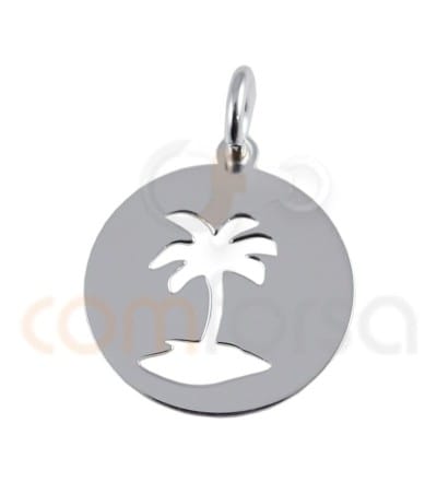 Sterling silver 925 gold-plated Palm tree pendant 13 mm
