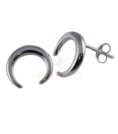 Sterling silver 925 gold-plated horn earring 12 mm