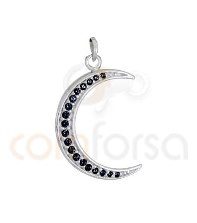 Sterling silver 925 gold-plated moon pendant with zirconias 14x21mm