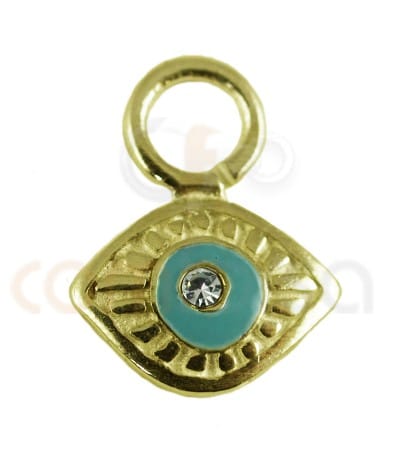 Sterling silver 925 gold plated evil eye pendant 8 mm