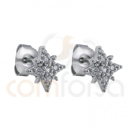 Polar star earring 9mm with sterling silver gold-plated zirconium