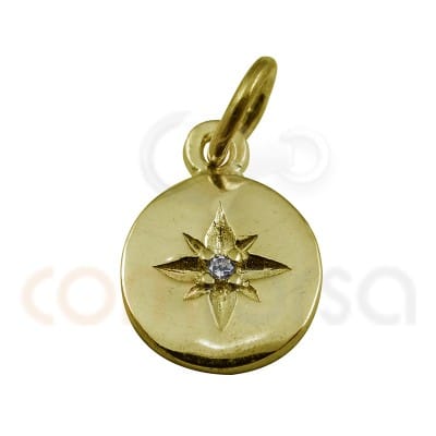 Sterling silver 925 gold-plated polar star zirconia pendant 8mm