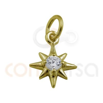 Sterling silver 925 gold-plated polar star pendant 7mm