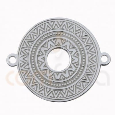 Round ethnic connector sterling silver 925