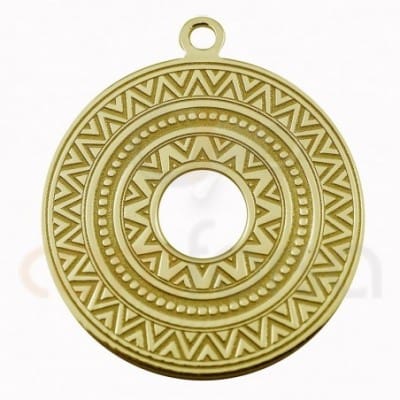 Sterling silver 925 gold plated round ethnic pendant  20mm