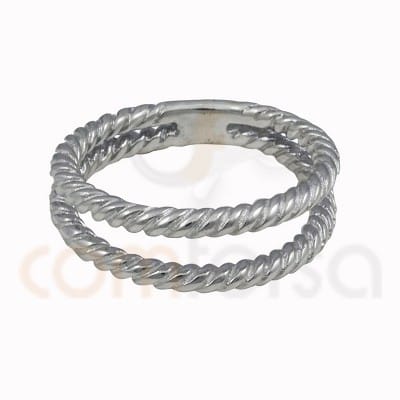 Double thread braided ring sterling silver gold plated