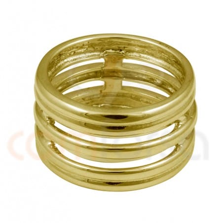 Wide ring with five sterling silver gold plated alliance