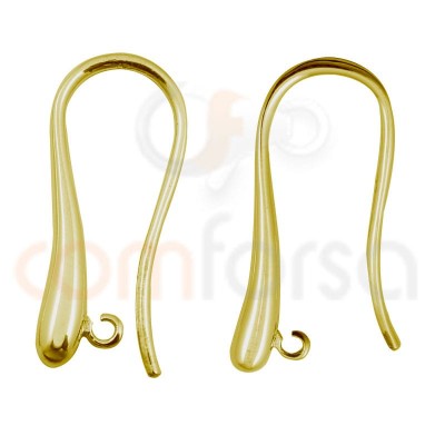 Sterling silver 925 gold-plated irregular hook earrings with open jump ring 10 x 25 mm