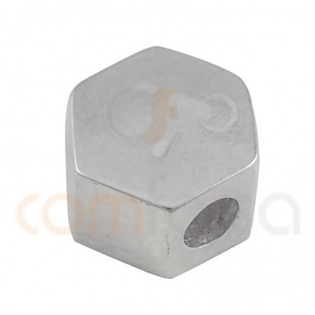 Entrepieza hexágono 6 x 4 mm (2.2 int) plata 925