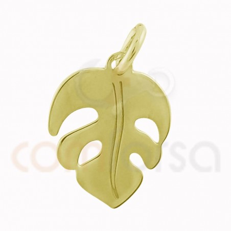 Sterling silver 925 gold-plated monstera leaf pendant 10x12mm