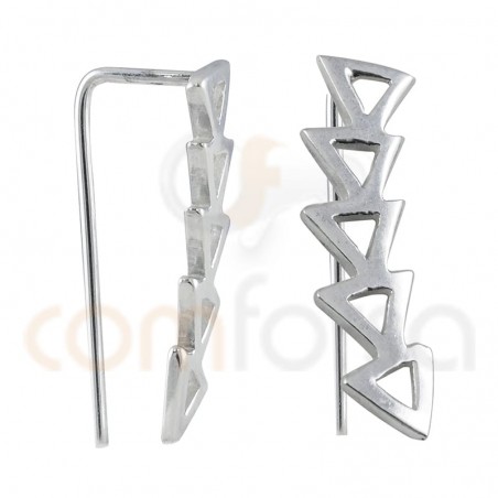 Ear crawlers triangles 5 x 17mm sterling silver 925