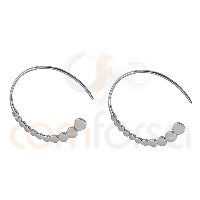Sterling silver 925 hoop earrings with flat circles 22 mm