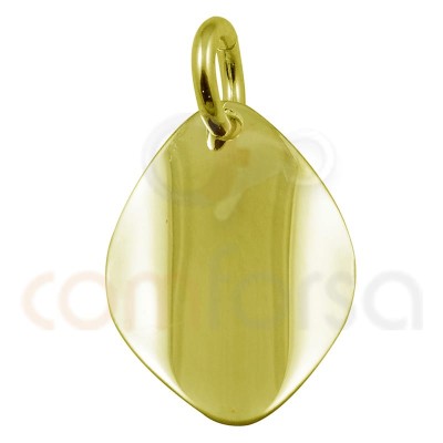Sterling silver 925 gold-plated wavy rhombus pendant 14x10mm