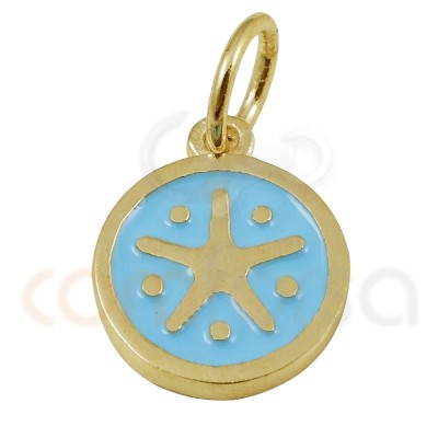 Sterling silver 925 gold-plated Starfish pendant with enamel 10mm