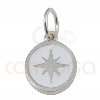 Polar star pendant with enamel 10mm sterling silver 925