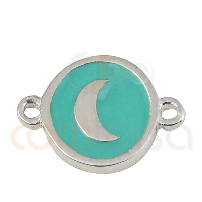 Moon connector with enamel 10mm sterling silver 925