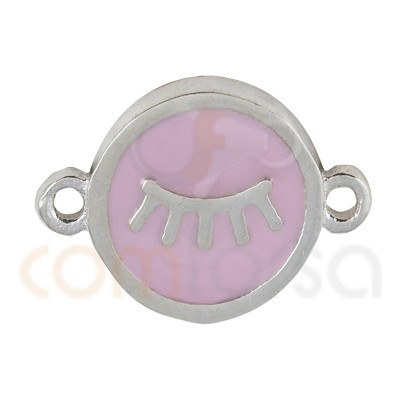 Eyeslashes connector with enamel 10mm sterling silver 925