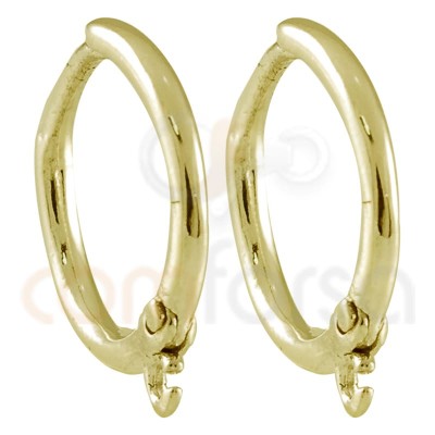 Sterling silver 925 gold-plated hoop earring with jumpring 12 mm