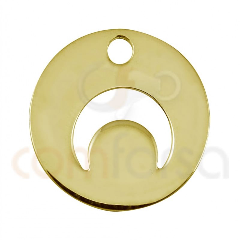 Sterling silver 925 gold-plated horn cut-out pendant 12mm
