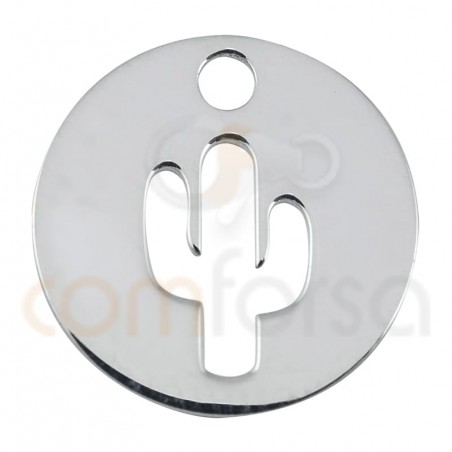 Sterling silver 925 cactus cut-out pendant 12mm