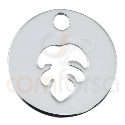 Sterling silver 925 gold-plated monstera leaf cut-out pendant 12mm