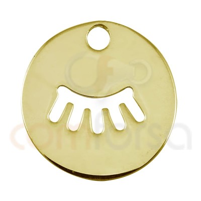 Sterling silver 925 gold-plated eyeslashes cut-out pendant 12mm