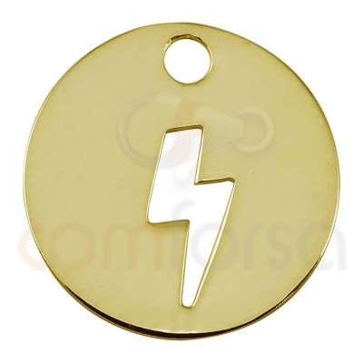 Sterling silver 925 gold-plated lightning cut-out pendant 12mm