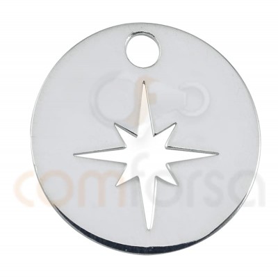 Sterling silver 925 polar star cut-out pendant 12mm