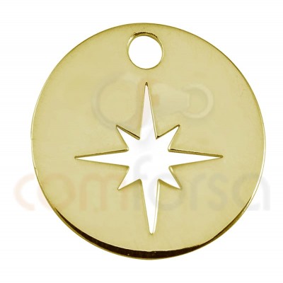 Sterling silver 925 gold-plated polar star pendant 12mm
