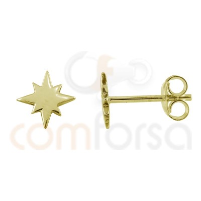 Sterling silver 925 gold-plated mini polar star earring 7mm