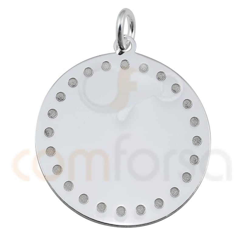 Sterling silver 925 round pendant with divets 20 mm