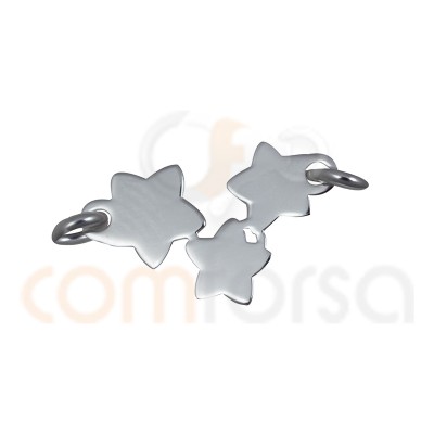 Sterling Silver 925ml 3 plain stars connector 14 x 8.5 mm