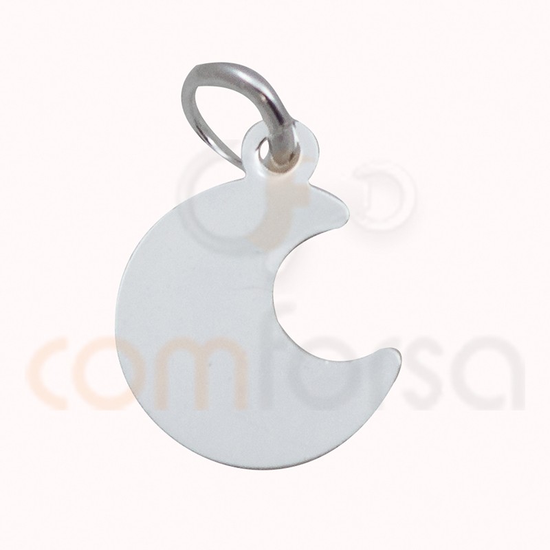 Sterling Silver 925ml plain moon pendant  8 x 11 mm