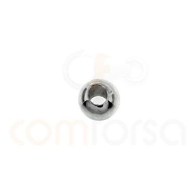 Rhodium-plated sterling silver 925 smooth ball 3mm (1.2mm)