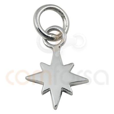 Smooth polar star charm 7 mm sterling silver  925