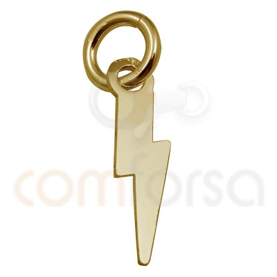 Lightning charm 3 x 10 mm sterling silver gold plated