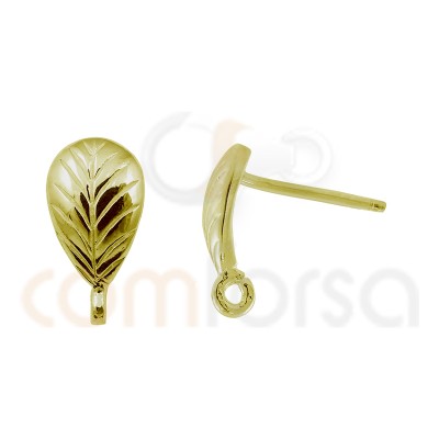 Sterling silver 925 gold-plated leaf fittings for earrings 8 x 5 mm