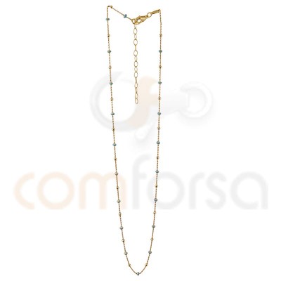 Sterling silver 925 gold-plated mint enamelled beads chain